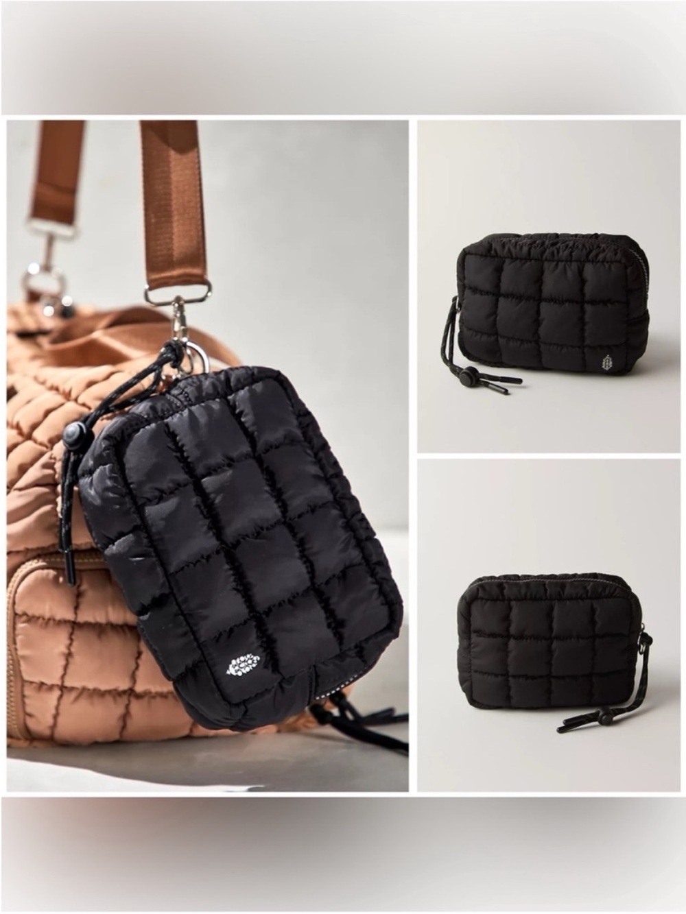 NWOT Free People FP Movement Quilted Mini Case - Black - one size